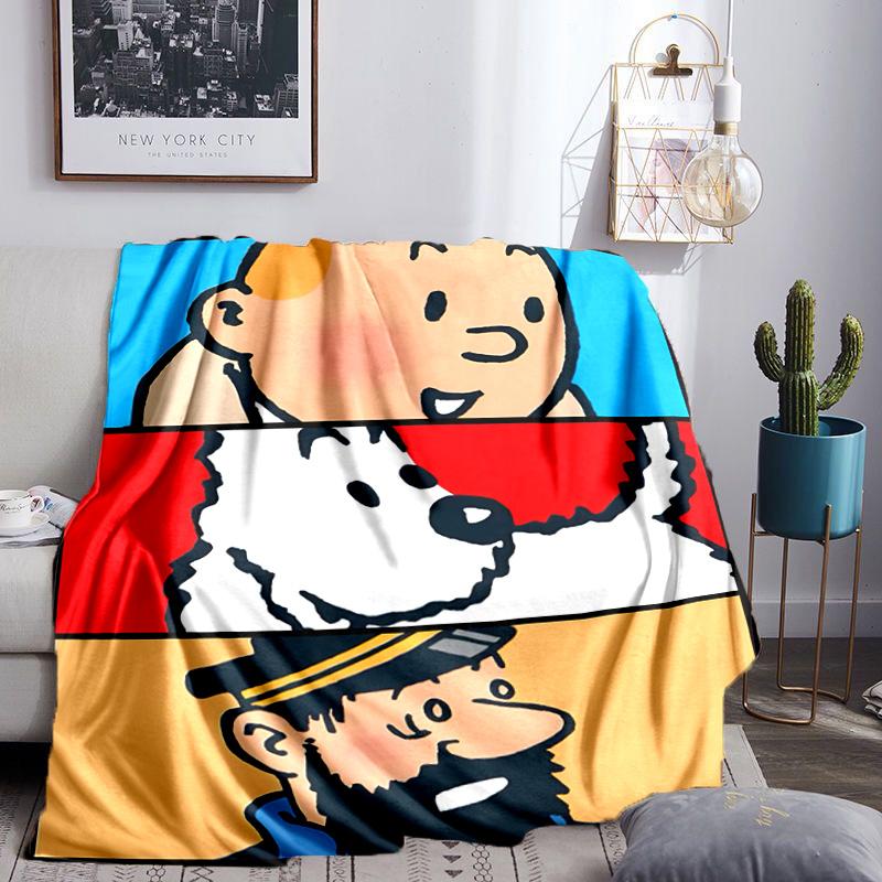 Tintin's Adventure City Blanket Lightweight Flannel Bedding Blanket Perfect for Travel, Camping, Living Rooms, Offices, Sofas, Fan Christmas gift
