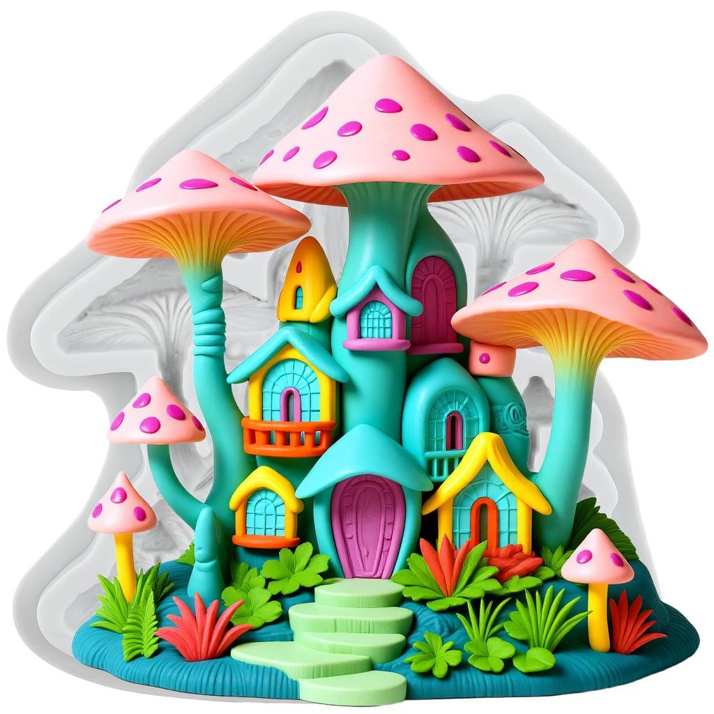Mushroom House Silicone Molds Mushroom Fondant Mold Cake Decorating Tools Cupcake Topper Candy Chocolate Gumpaste Mold