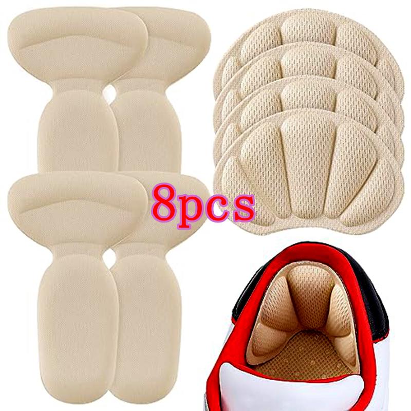 Klebe Fersenpolster Geeignet für zu große Schuhe, Übergröße Stiefel, Fersen-Grip-Einlagen Zur Verbesserung des Schuhsitzes, 4 Stück Beige+4 Stück Beige