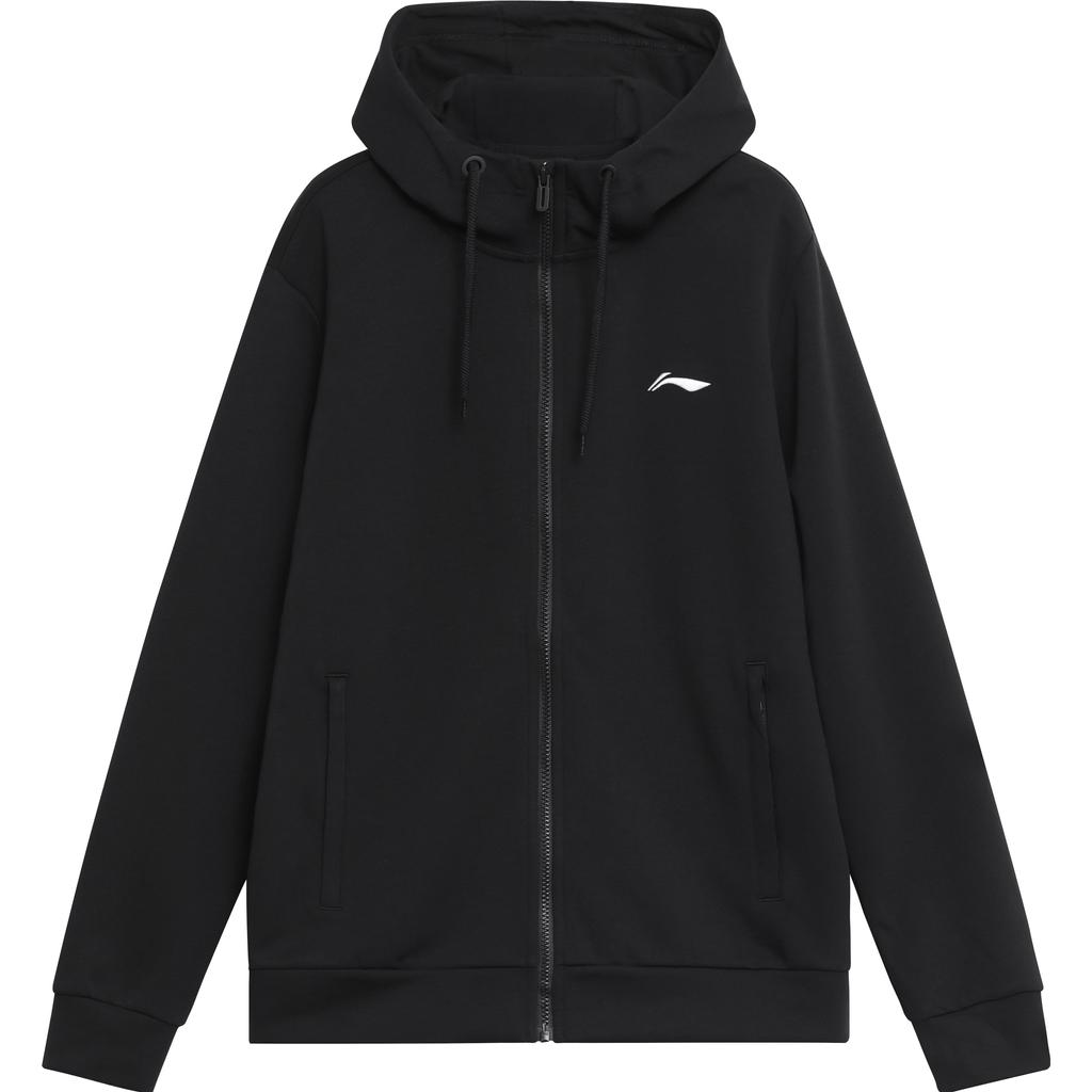 Li Ning Solid Color Hooded Logo Casual Knit Sports Hoodie Men Hoodies Black AWDTD95-1