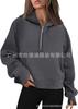 Popular European and American autumn and winter new hooded zipper thickened sweater top women