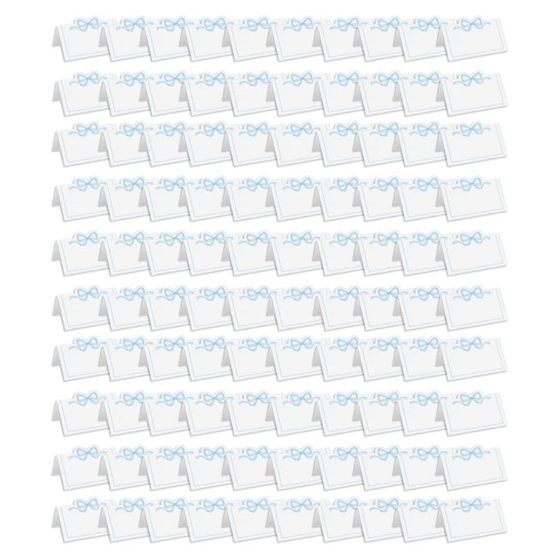 Lot de 100 Cartes de Table Nœud Rose Cartes de Placement Étiquettes vierges d'attribution de place pour Mariages et Réunions Sociales