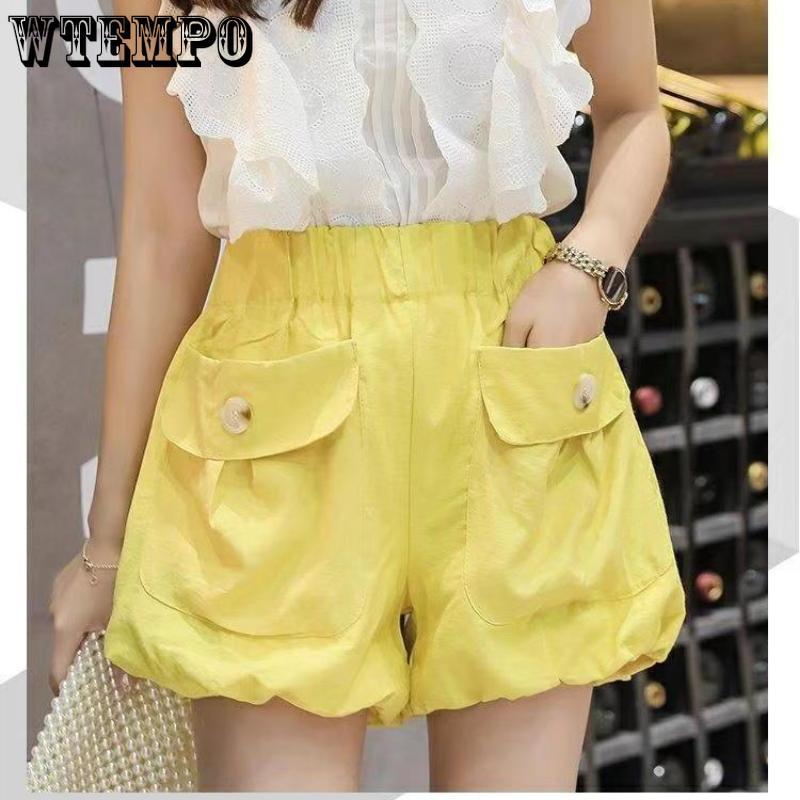 WTEMPO Summer Women's Large Size Shorts Thin Slim High Waist Shorts Loose Wide Leg Shorts Thin Section Design Sense Denim Shorts Casual Shorts