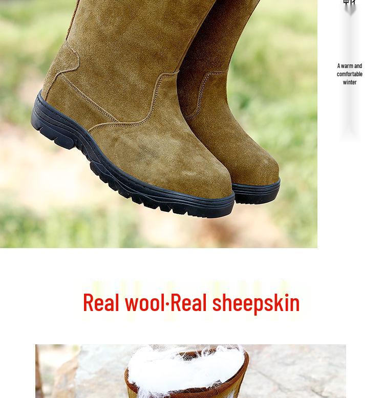 Cizme de zăpadă pentru bărbați din lână rusească: Rezistent la iarnă, Antiderapant, Gros și Călduros până la -40°C