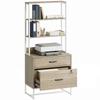 Filing Cabinet with Shelving 2 Drawers Top for Printer Lock for A4 Letter Legal Oak