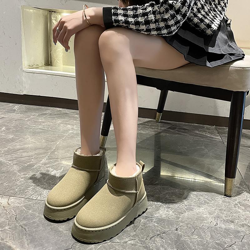 Fashion Ladies Shoes Winter Women Short Plush Warm Snow Boots Casual Shoes  New Suede Fur Ankle Boots Flats Platform Ladies Shoes Boots