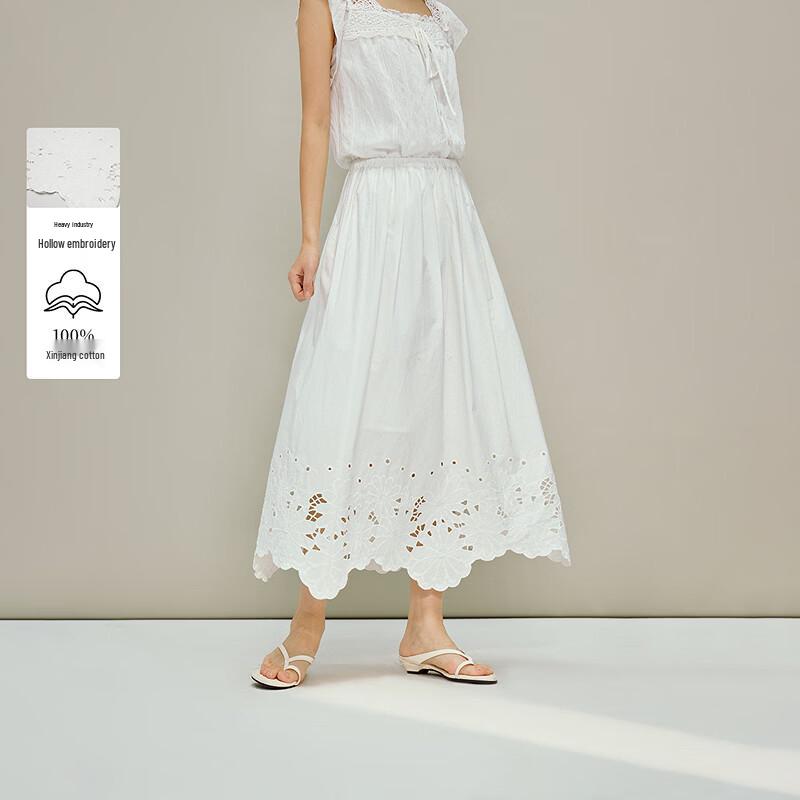 INMAN French Lace Embroidered A-Line Skirt L