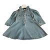 Girls' Casual Denim Dress with Lapel - New Spring & Autumn Fashion AQA025