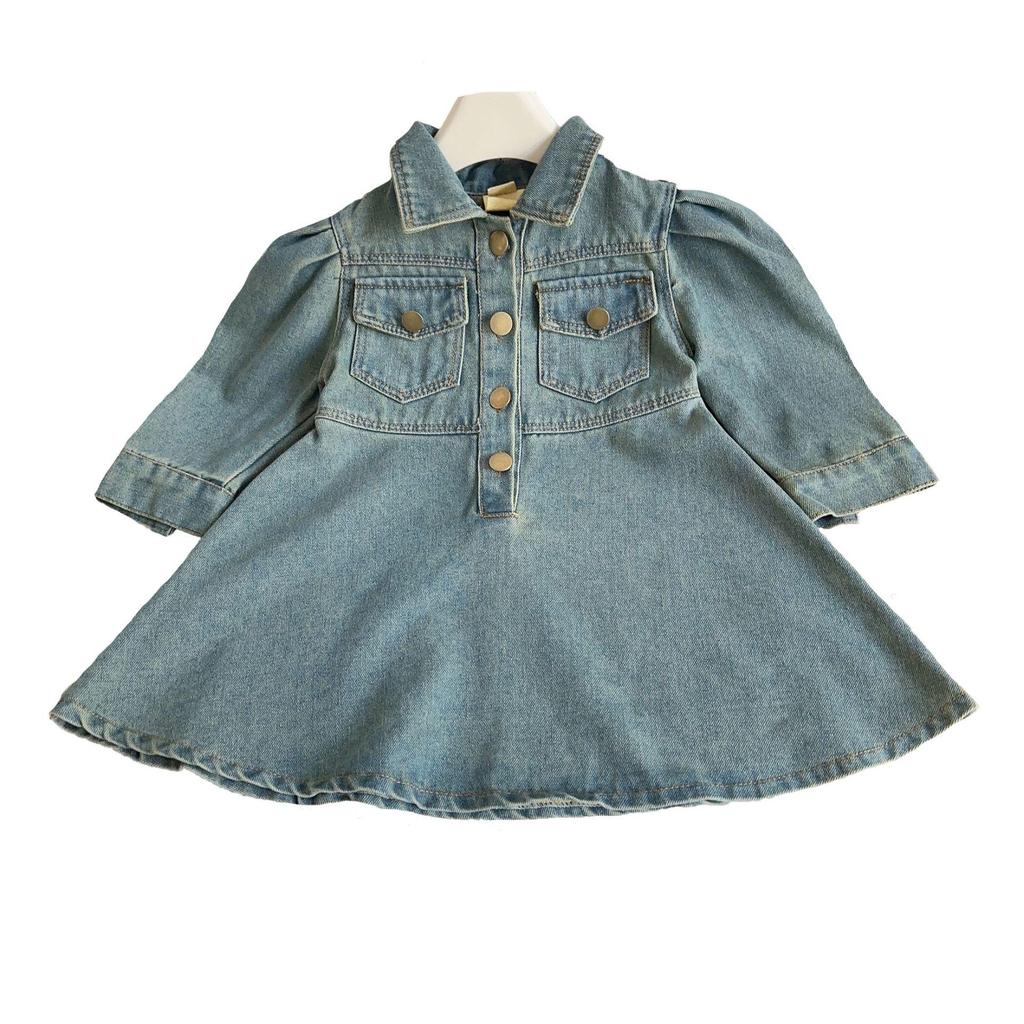 Girls' Casual Denim Dress with Lapel - New Spring & Autumn Fashion AQA025
