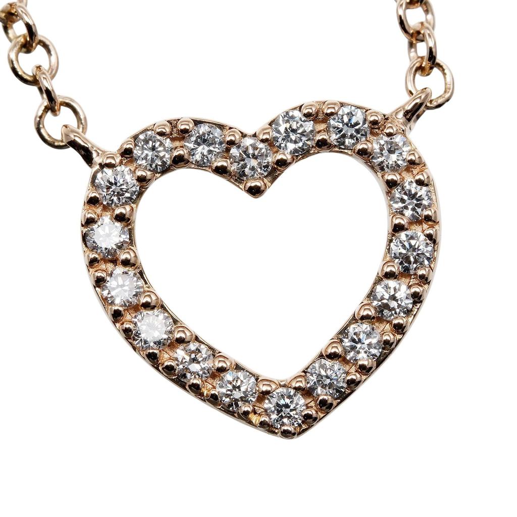 TIFFANY&Co. Metro Heart Necklace K18 Pink Gold/diamond 2g Women Used