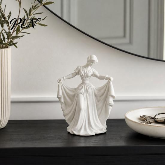 Soft Lines Ballerina Art 3D Printed Dancer Figurine, Elegant Dance Girl Statue with Flowing Dress, Aesthetic PLA Home Decor Sculpture for Decor,