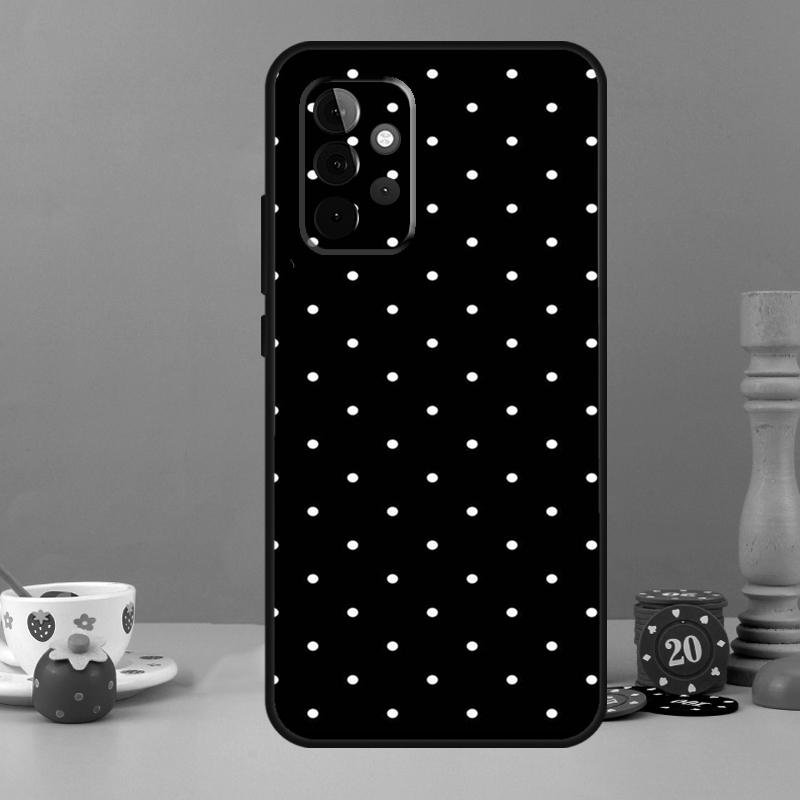 Black And White Polka Dot Case For Samsung Galaxy A52 A32 A12 A14 A34 A54 A13 A33 A53 A73 A50 A70 A71 A51 Back Cover