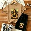 Kids Muscular Woman Fun Printed 11 Colors Outdoor Street Kids T-shirt and Shorts 2 Piece Set Summer Home Casual Outfit Boy and Girl's Sports Set