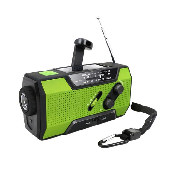 

Аварийное метеорадио с солнечной панелью NOAA/FM/AM портативное радио для выживания с большим децибелом приема сигнала SOS зелёный