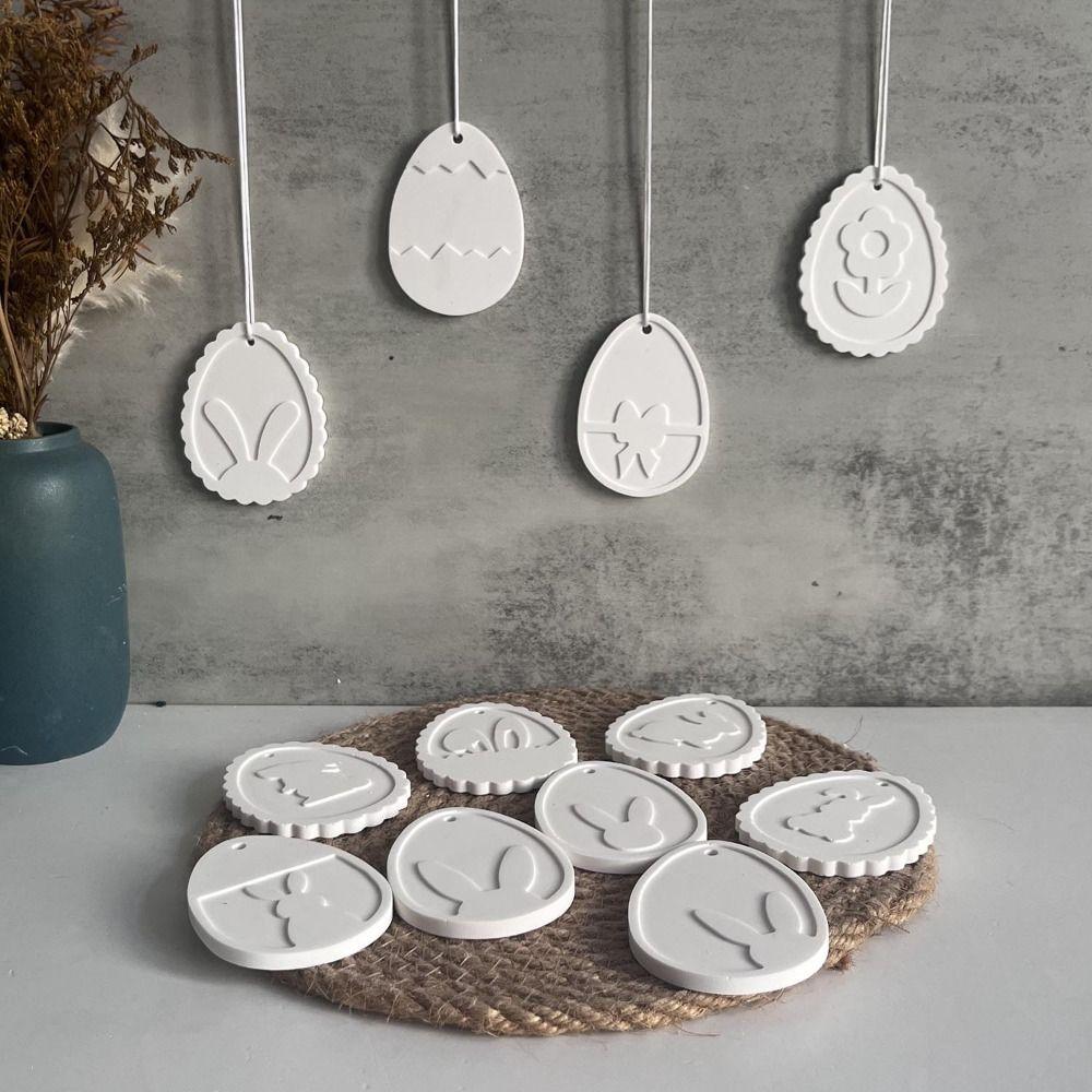 Cartoon Easter Bunny Pendant Mold Cute Drop Glue Plaster Mold  Happy Easter Decor