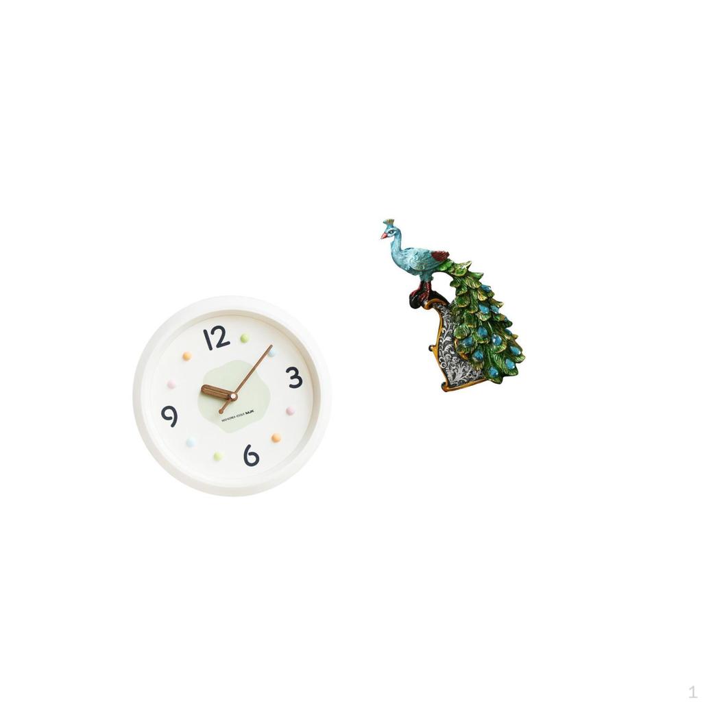 Modern Decorative Wall Clock with Large Numerals And Elegant Peacock Sculpture for Home Office Study