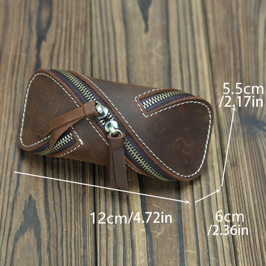 Kreatives Vintage Leder Schlüsselmäppchen, Reißverschluss Schlüsselkartenhalter, Unisex Echtleder Schlüsseletui für Zuhause & Auto