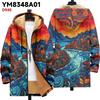 New jacket: multi-colored pattern elements, zipper hooded cardigan, thickened winter fleece padded clothes, yellow lining, trendy cotton clothes
