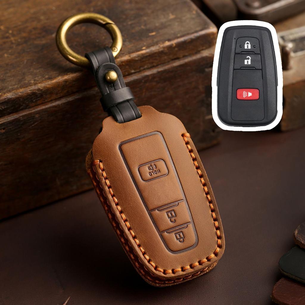 Leather Car Key Fob Case Cover for Toyota CHR Camry Prius Land Cruiser Prado Furniture Corolla Yaris RAV4 Highlander Accessories