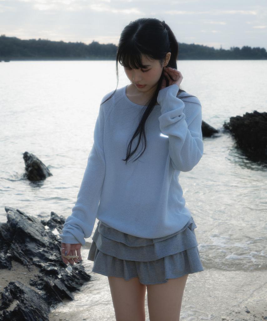 ROSEFRANTZ Boatneck Sheer Basic Knit [Sky Blue]