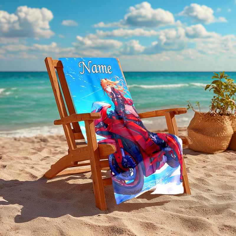 Personalized customized proof beach towel with Asuka Langley Soryu  pattern - soft, absorbent, quick-drying, perfect swimming, camping&bathing