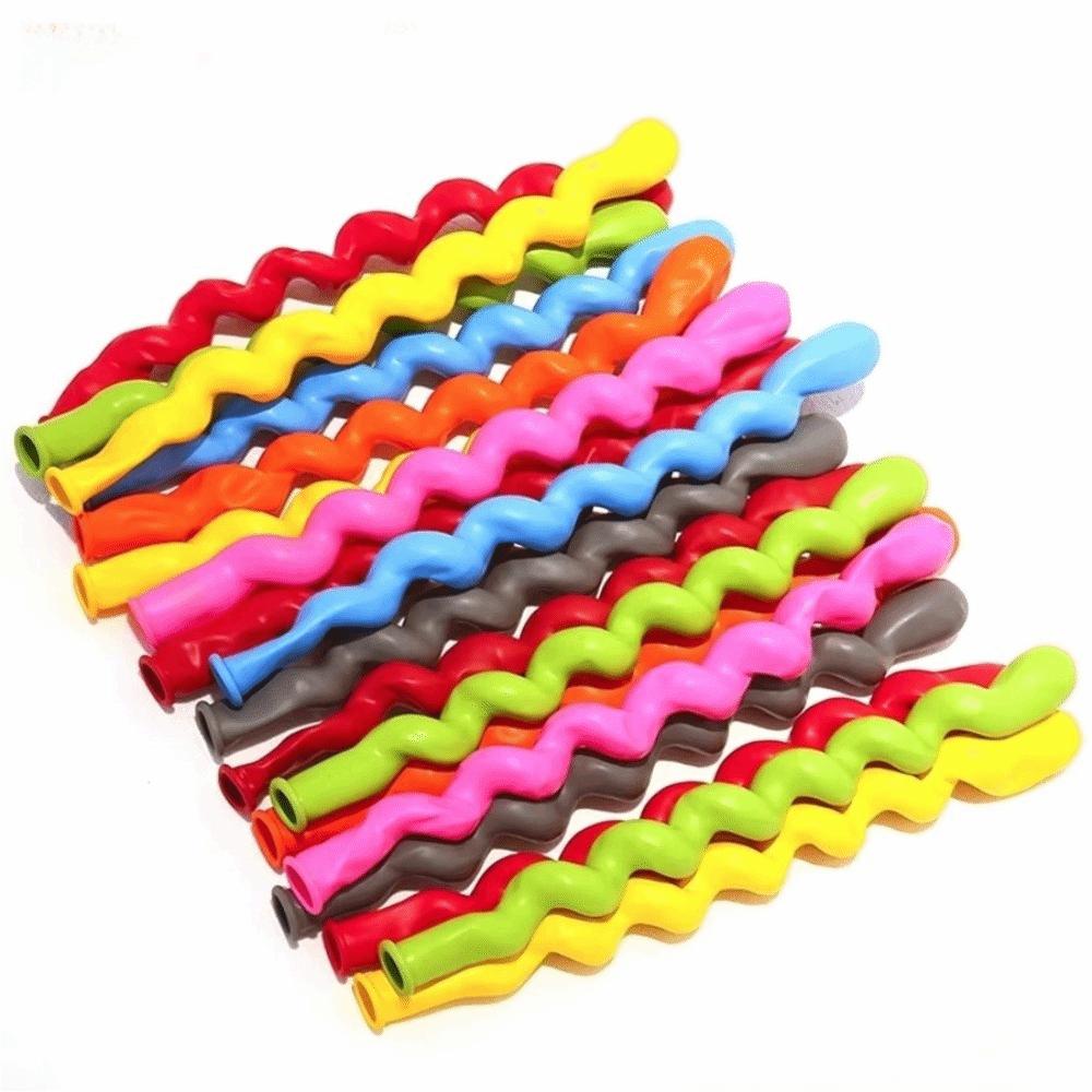 20 stk Latex Oppblåsbare Ballonger Lang Form Twist Spiralballong ny Gjenget Latexballonger Fest