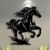 1pc Metal Wild Horse Wall Art, Minimalist Water Ripple Design for Home Office Patio Decor, Reusable Gift