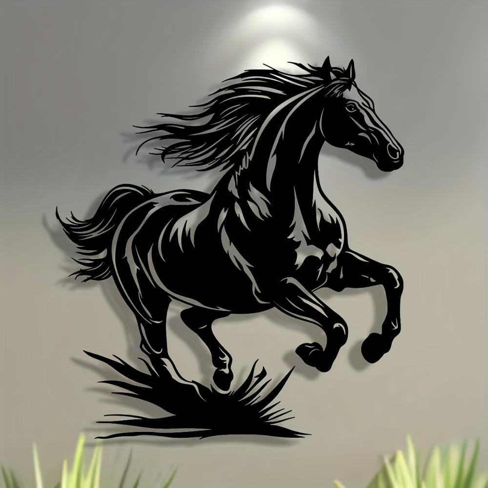 1pc Metal Wild Horse Wall Art, Minimalist Water Ripple Design for Home Office Patio Decor, Reusable Gift