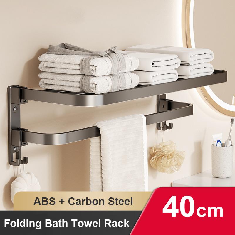 

Складной набор вешалок для полотенец для ванной комнаты, настенный, компактный органайзер, установка без инструментов, стеллаж для хранения из алюминиевого сплава 40cm-No Hook