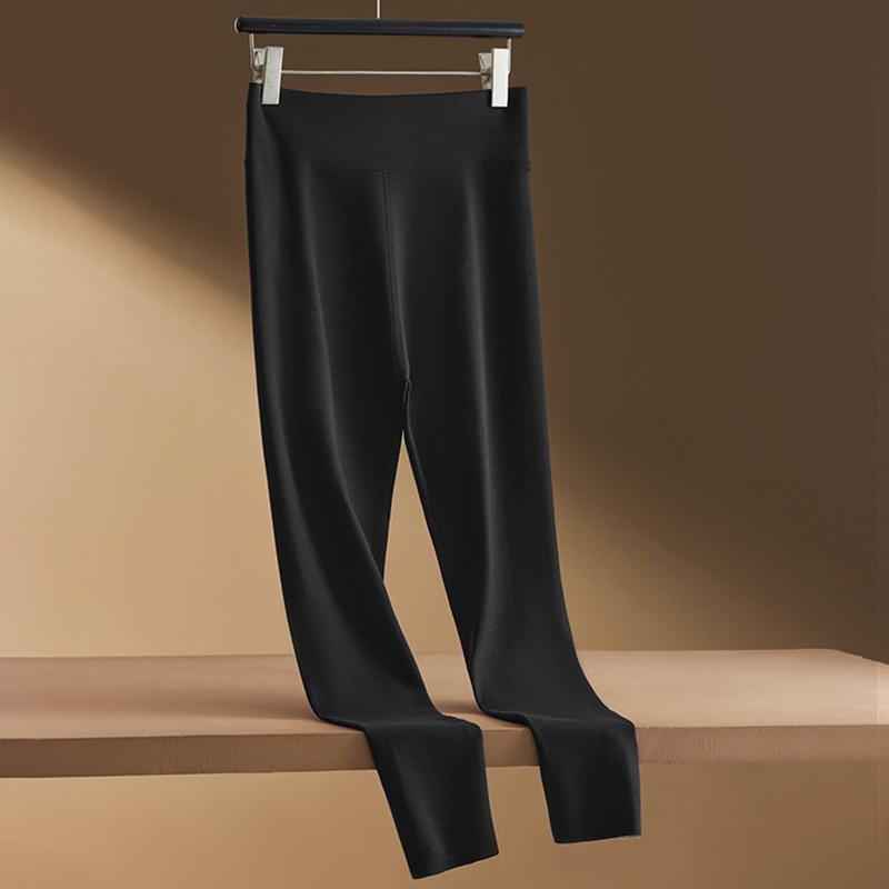 High-Waist Seamless Tummy-Control Cashmere Silk Women's Leggings - Thick, Warm, Plus-Size for Autumn & Winter