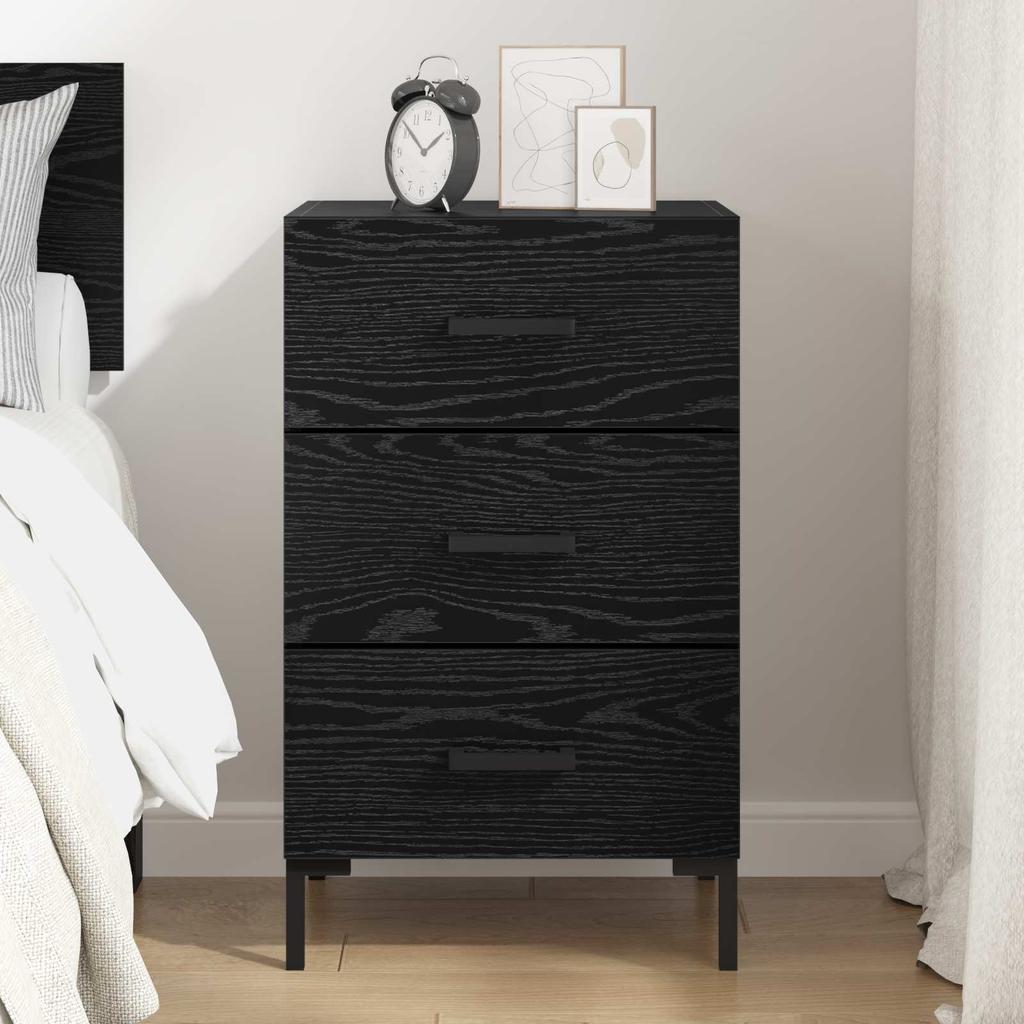 Nightstand Black Oak Effect 40 x 40 x 66 cm Particleboard