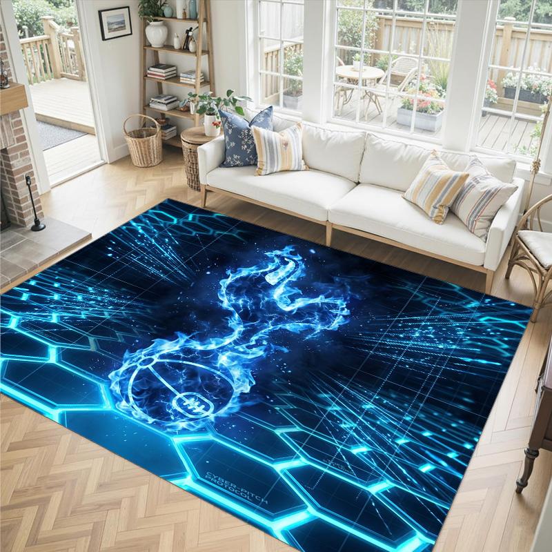 Tottenham Hotspur Design Crystal Velvet Carpet Cozy Non?Slip Printed Rug For Bedroom Living Room Entrance