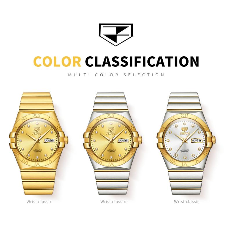 JINSHIDUN Nowy zegarek męski biznesowy i rekreacyjny W pełni automatyczny zegarek maszynowy Biznesowy wodoodporny zegarek wysokiej klasy