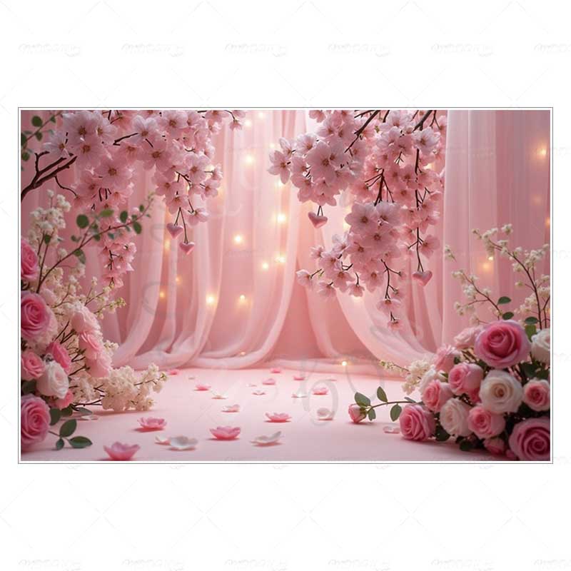 MOON.QG Valentine's Day Decoration Photo Background Candy Shop Teddy Bear Rose Soad Backdrops For Photography Studio Photozone