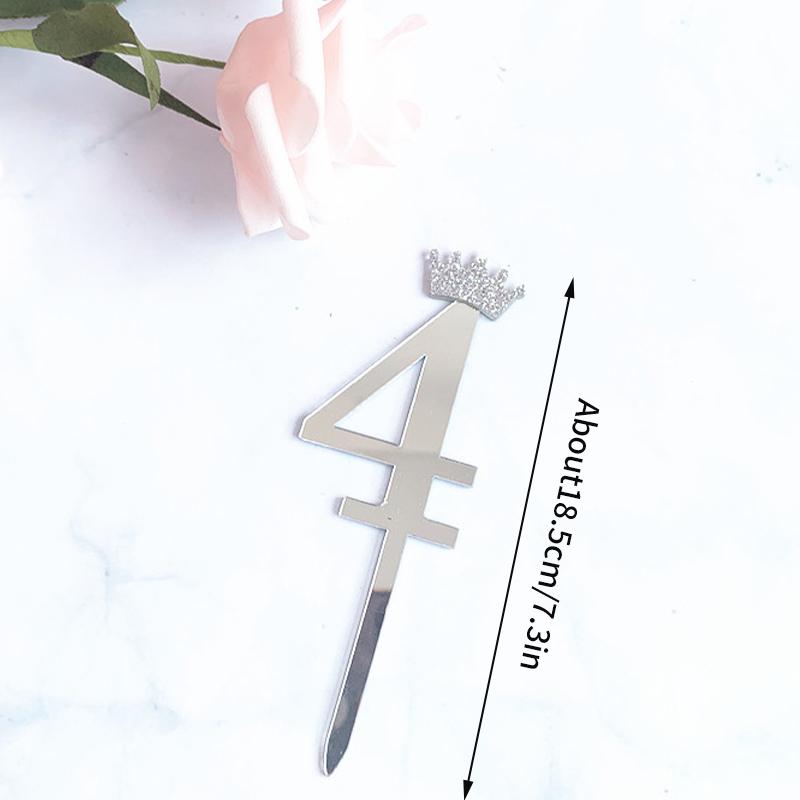 INS 0-9 Number Acrylic Mirror Cake Toppers For Kids Adults Birthday Party Supplies Wedding Anniversary Days Cake Decorations