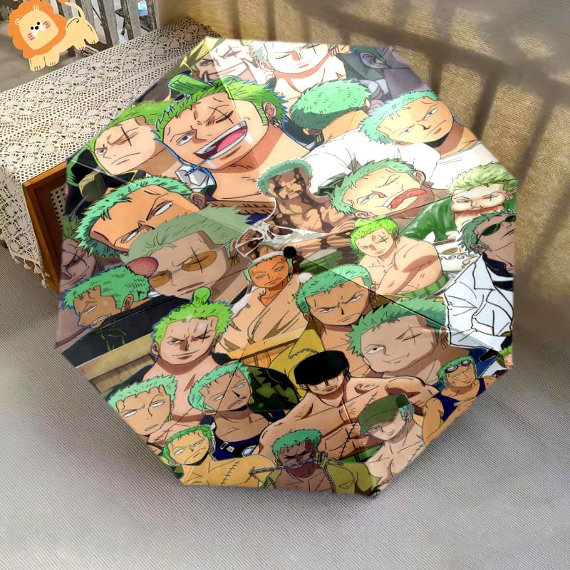 1 Stück Automatischer Faltregenschirm - Roronoa Zoro Muster Tragbares faltbares Design mit 8 Speichen Weihnachts-Geburtstagsgeschenke