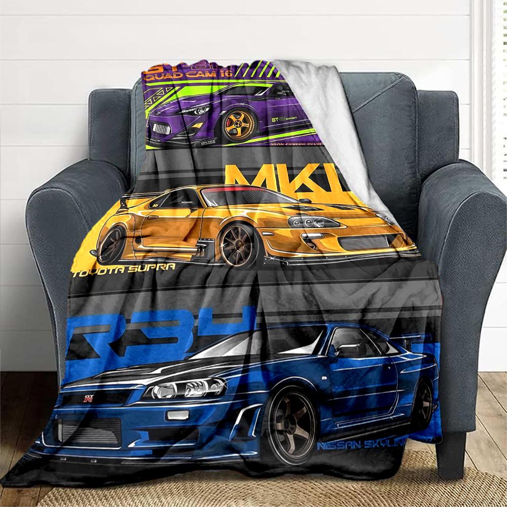 1PC GT, GTR R34 Blanket, Throw For Sofa, Bed, Travel, Camping, Livingroom,