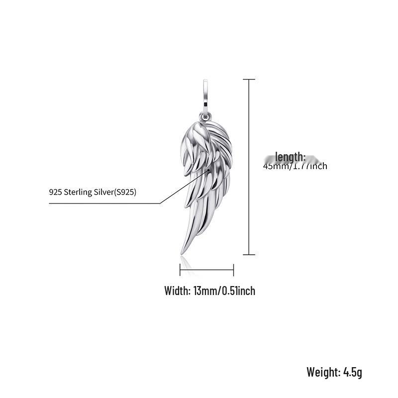 925 Silver Feather Pendant Hip-Hop Necklace for Men and Women