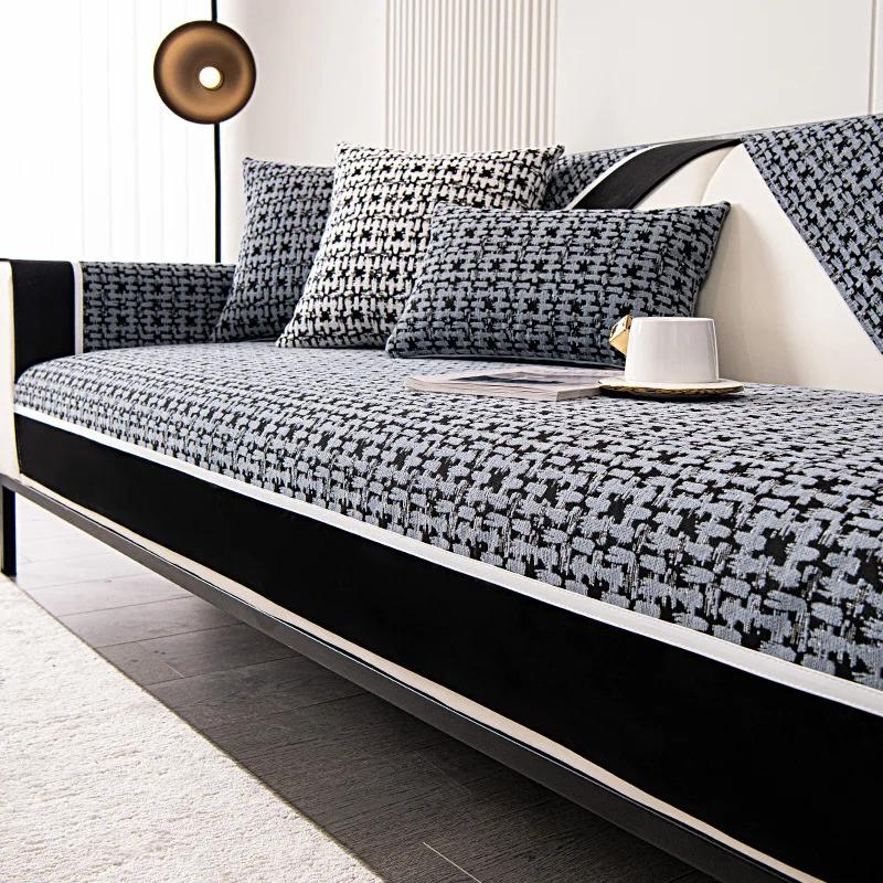 

Коврик для дивана Thousand Bird Grid Split Joint, чехол для дивана из шенилла, всесезонный универсальный коврик для дивана, нескользящий чехол для дивана для гостиной и дома 70x70cm 1pcs