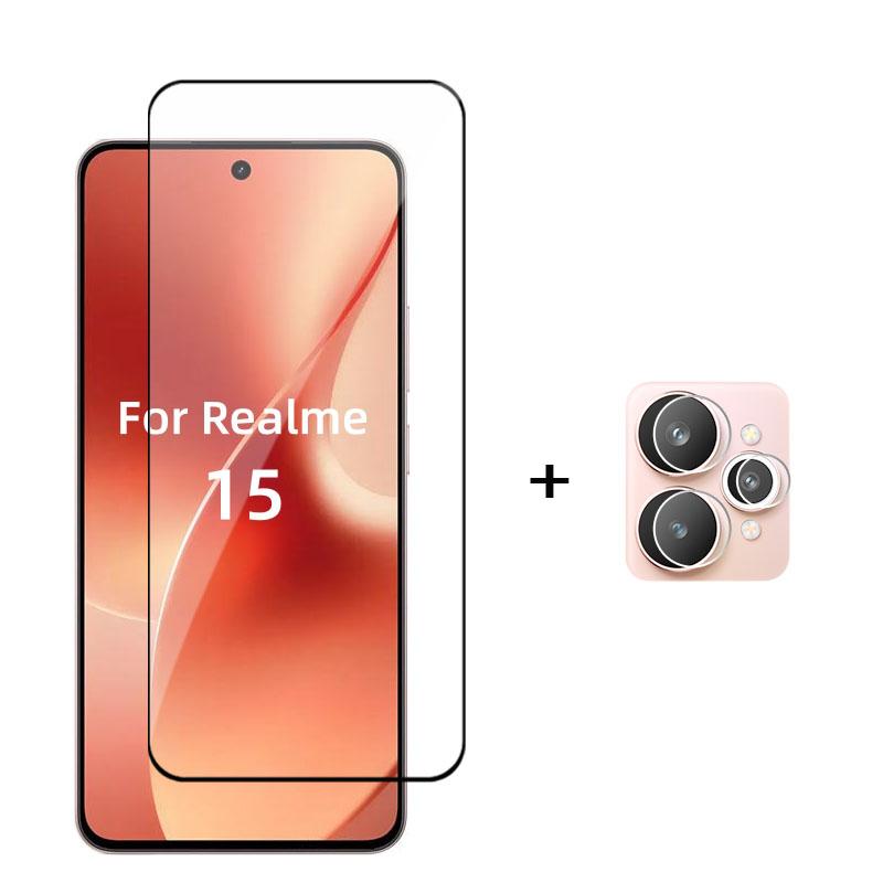 6in1 Glass For Realme 15 5G Full Cover Tempered Glass Realme 15 Screen Protector Protective Phone Lens Film For Realme 15