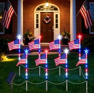 Solar-Powered Flag Light for July 4th: Outdoor Waterproof Yard and Garden Decoration