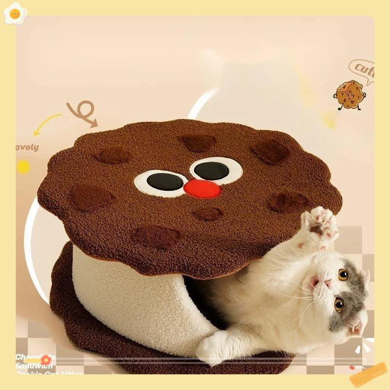 New Sandwich Biscuits Nest Autumn/Winter Cold Protection Cat Sleep Closed House Cat Bed Pet Nest Dog Nest Supplies