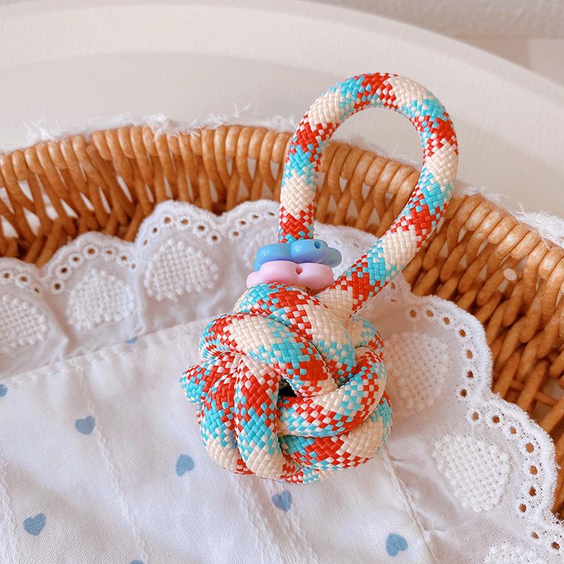 Women's Car Keychain Knotted Rope Floral Design Non-Slip Lightweight Bag Charm Portable Key Decor for Travel Commute Use
