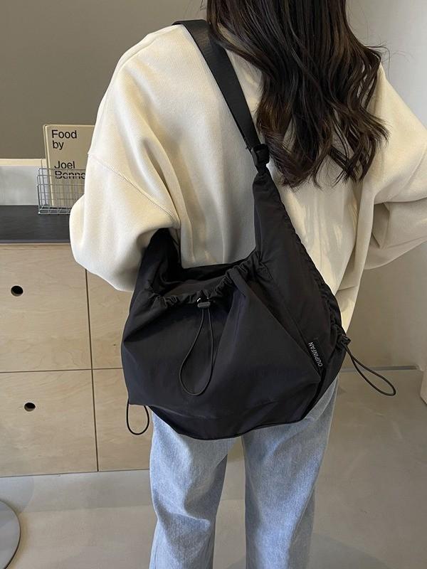 Borsa a tracolla alla moda in nylon con design pieghevole e tasca per smartphone per l'uso quotidiano