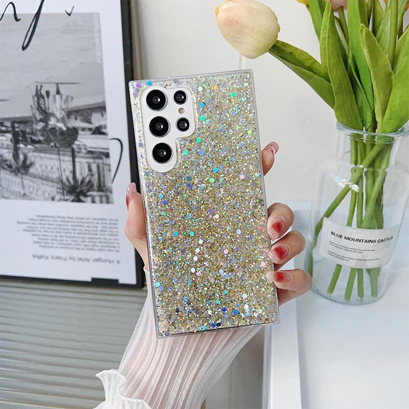 For Korea for Samsung S24ultra Mobile Phone Case Glue Glitter Sequin S25plus Soft Case A16 Fashion S23