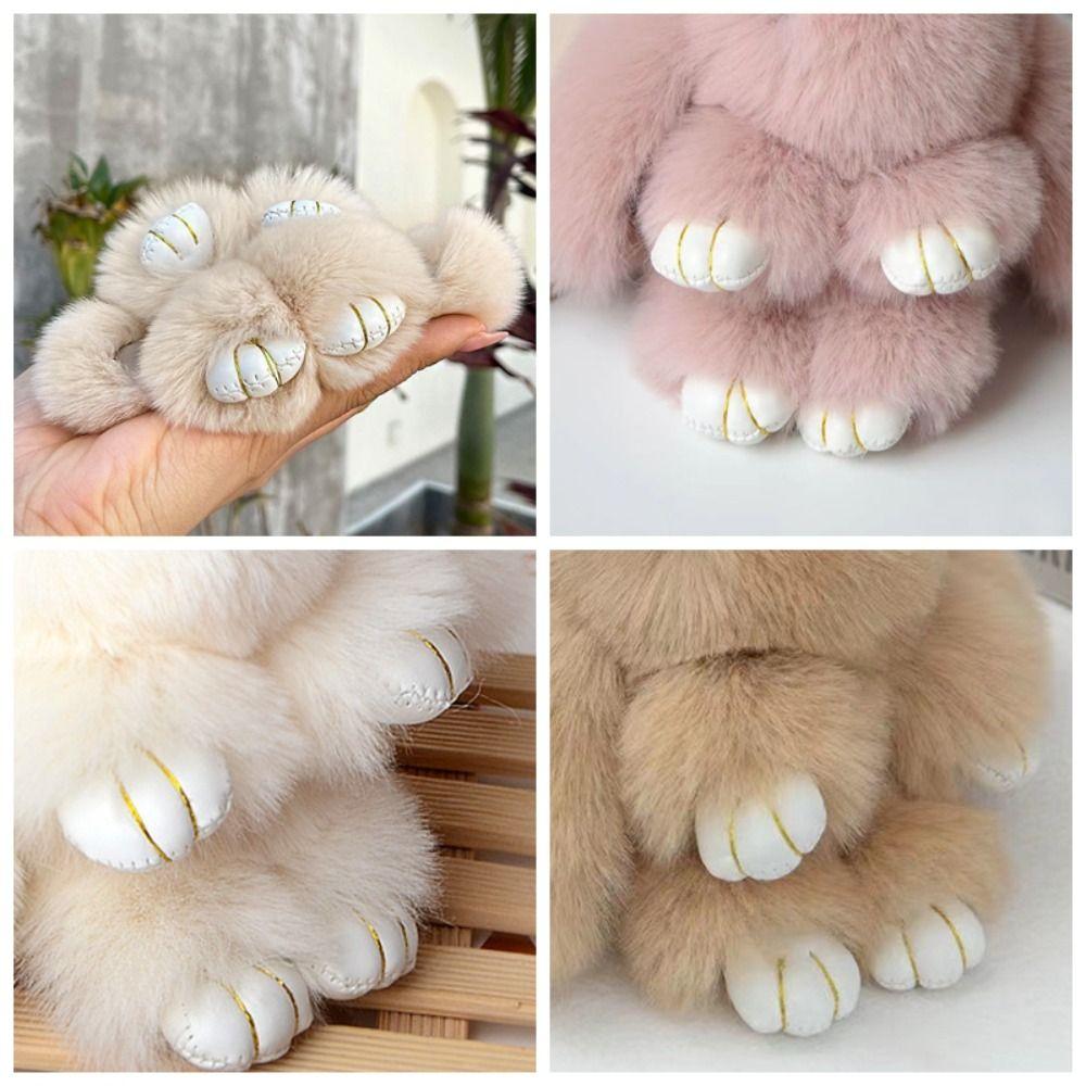 Chubby Fluffy Bunny Keychain Cartoon Animal Rabbit Plush Dolls Keychain Decoration