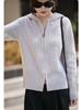 2025 Thickened Jacquard Knit Hooded Wool Cardigan: Women's Cable Knit Short Hoodie, Solid Color