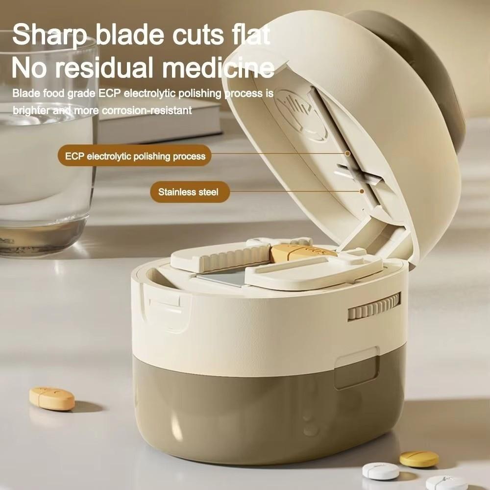 Lebensmittelechter Tablettenschneider 2/4-in-1 Medikamententeiler Täglicher Tablettenteiler Tablettenaufbewahrungsbox Täglicher Gebrauch