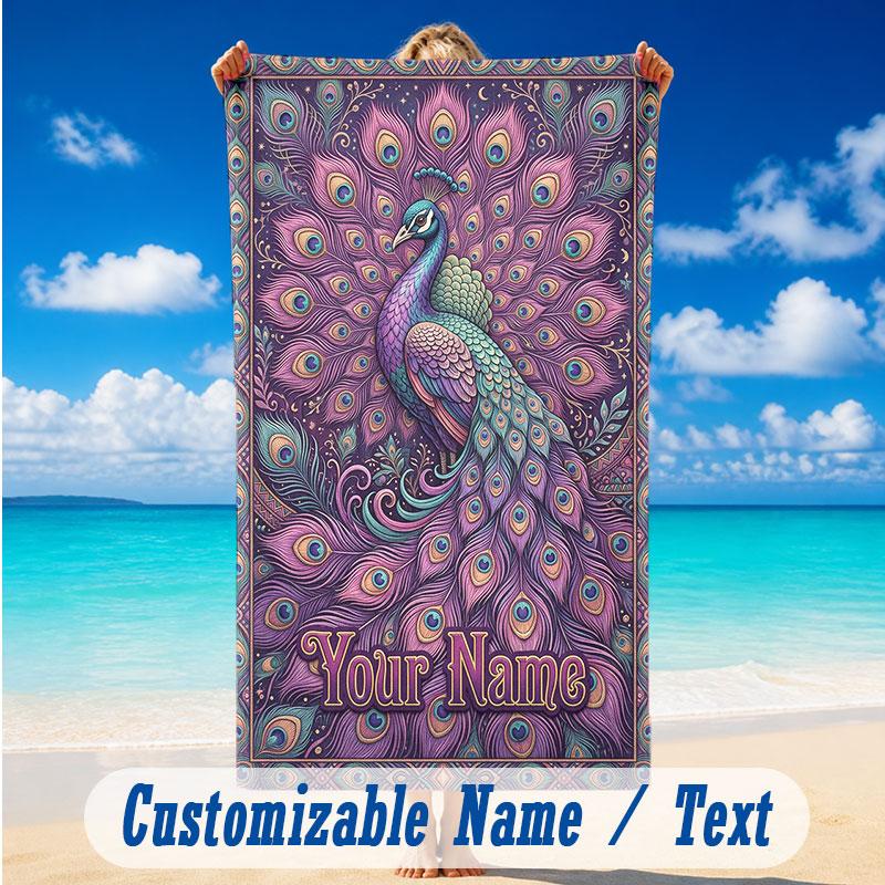 Decorative Artwork Theme Beach Towel Personalized Custom Name & Text Soft Quick Dry Beach Towel for Swimming Travel