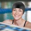  Unisex Silicone Waterproof Swimming     High Elastic Swimmer Hat White